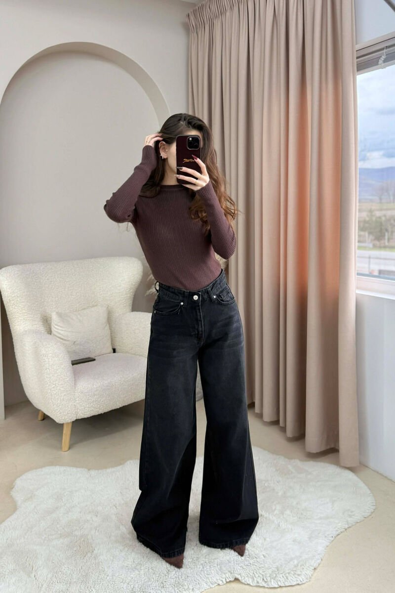 WIDE LEG SIMPLE WOMEN JEANS BLACK/ E ZEZE - 2