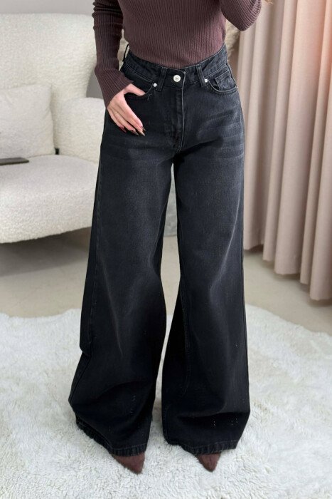 WIDE LEG SIMPLE WOMEN JEANS BLACK/ E ZEZE - 1