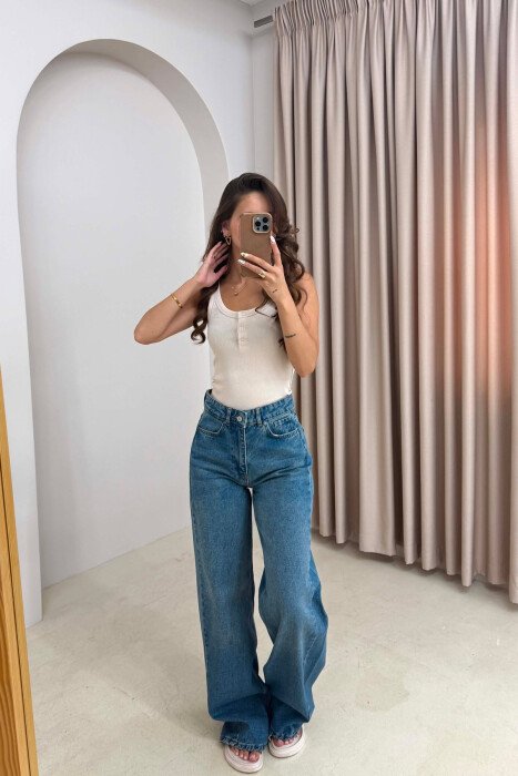 WIDE LEG SIMPLE WOMEN JEANS BLUE/BLU - 3
