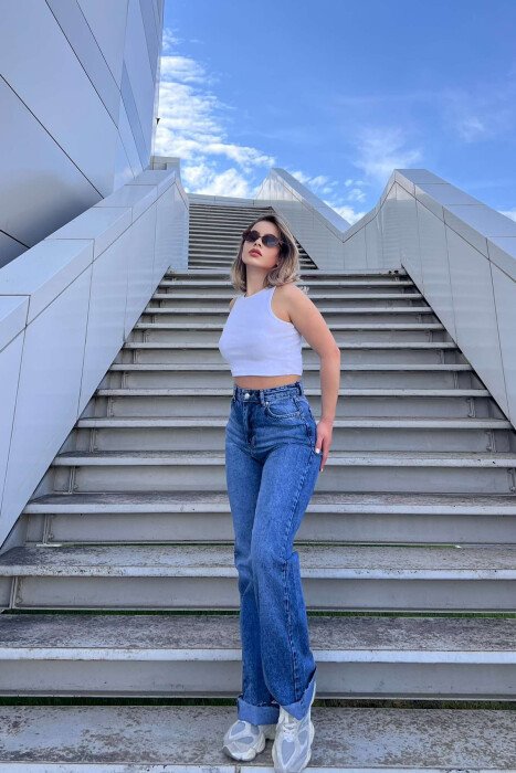 WIDE LEG SIMPLE WOMEN JEANS BLUE/BLU - 6