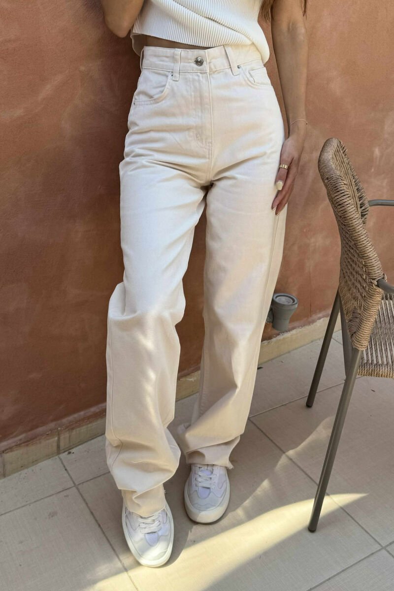WIDE LEG SIMPLE WOMEN JEANS CREAM/KREM - 1