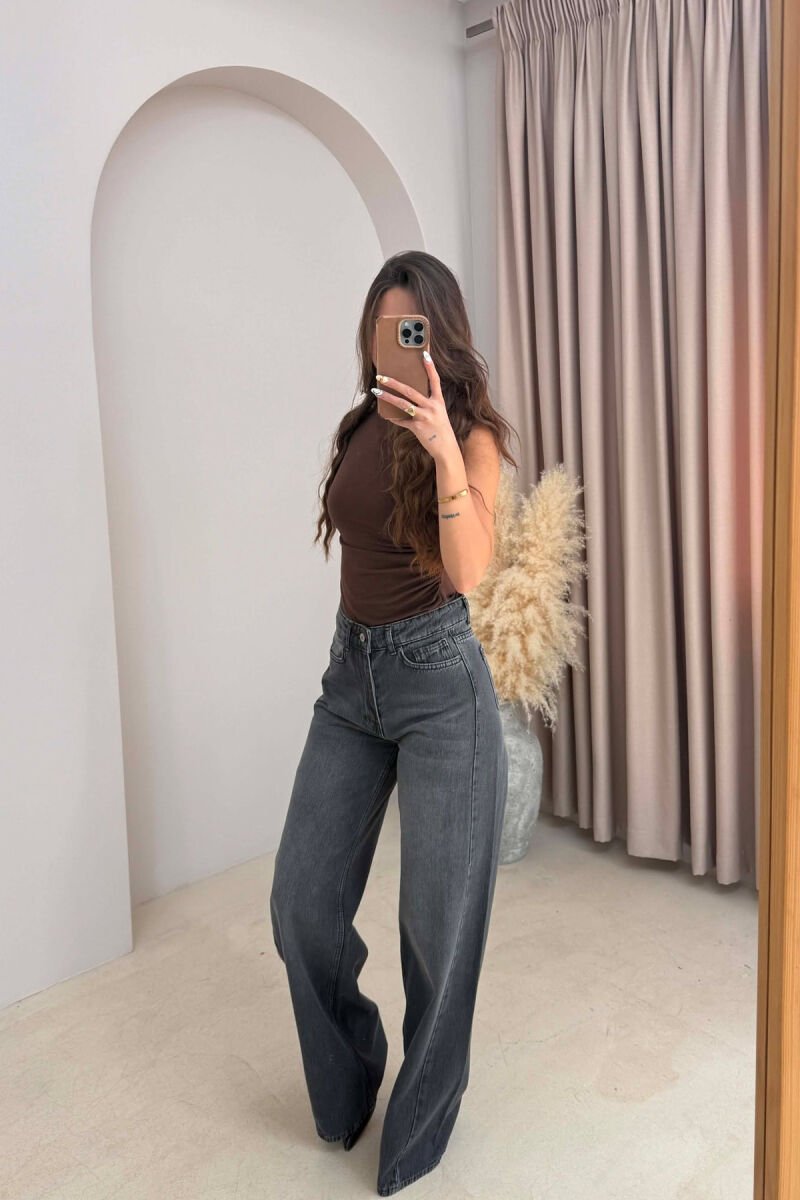WIDE LEG SIMPLE WOMEN JEANS GREY/GRI - 2