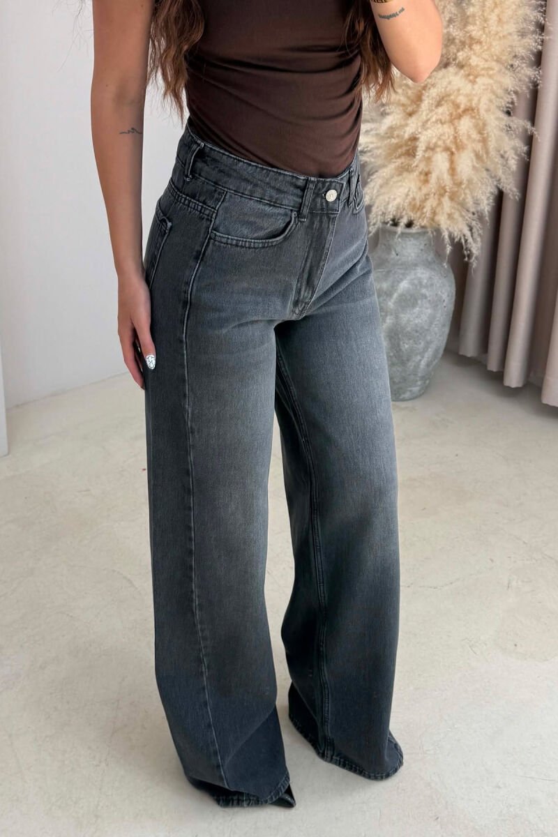 WIDE LEG SIMPLE WOMEN JEANS GREY/GRI - 4