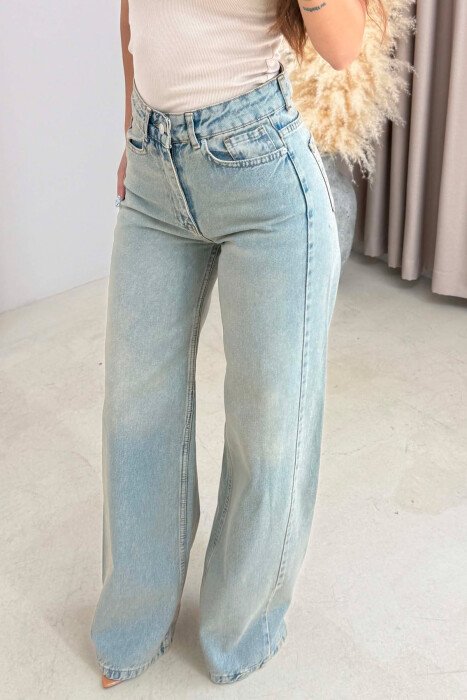 WIDE LEG SIMPLE WOMEN JEANS LIGHTBLUE/BZ - 4