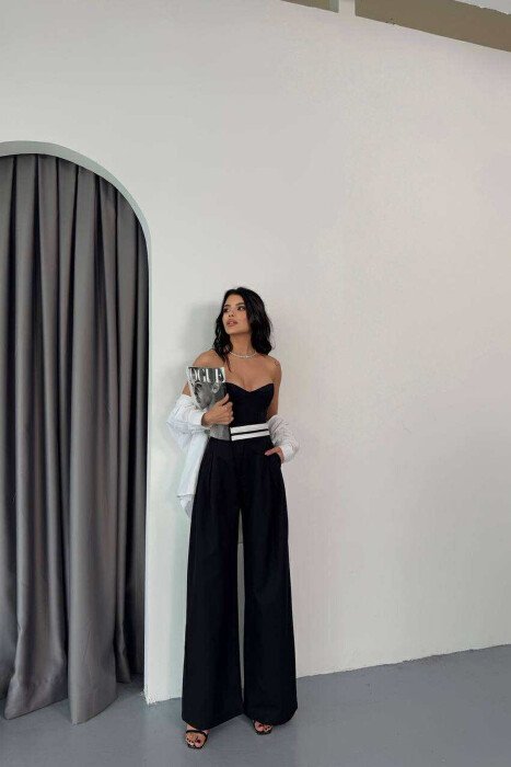 WIDE LEG SIMPLE WOMEN TROUSERS BLACK/ E ZEZE - 2