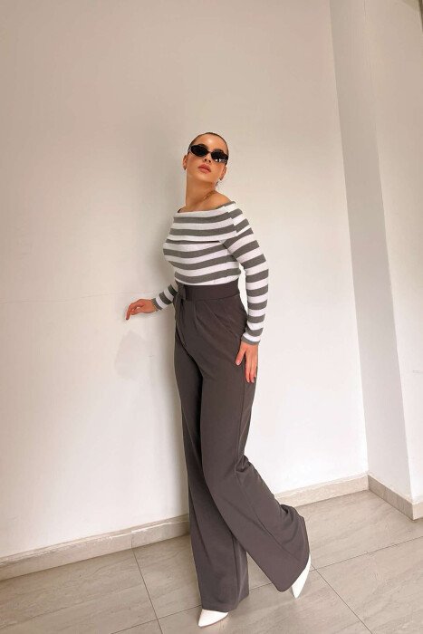 WIDE LEG SIMPLE WOMEN TROUSERS GREY/GRI - 3