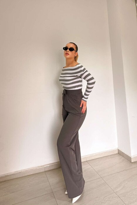 WIDE LEG SIMPLE WOMEN TROUSERS GREY/GRI - 4