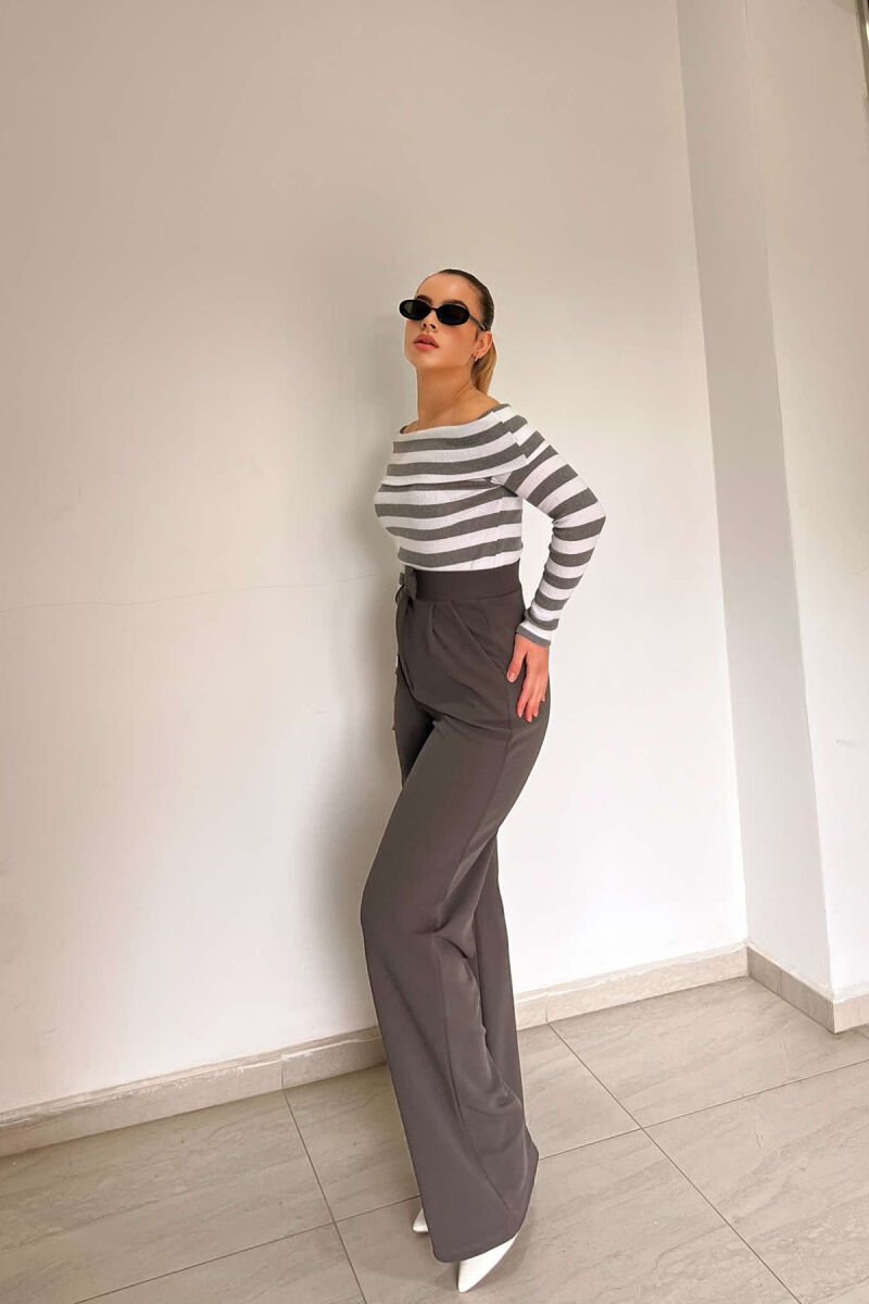 WIDE LEG SIMPLE WOMEN TROUSERS GREY/GRI - 4