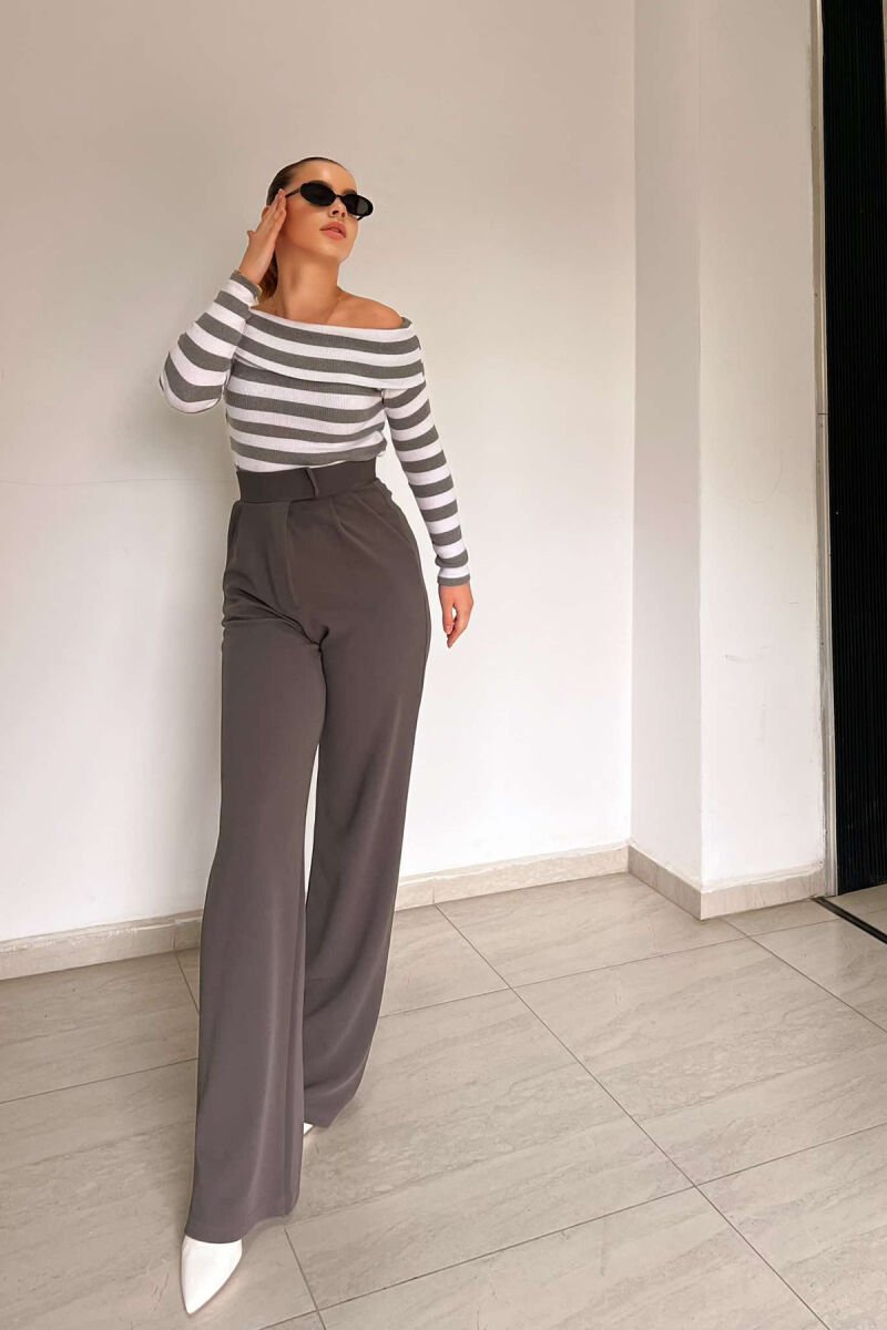WIDE LEG SIMPLE WOMEN TROUSERS GREY/GRI - 6