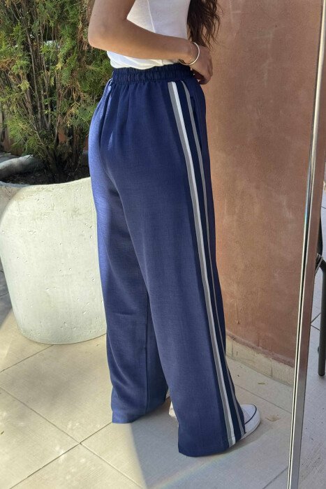 WIDE LEG STRIPED WOMEN TROUSERS BLUE/BLU - 3