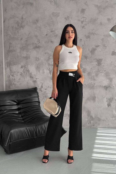 PANTALLONA ME DY KOPSA PËR FEMRA NË NGJYRËN E ZEZË - KLAUDIO FASHION