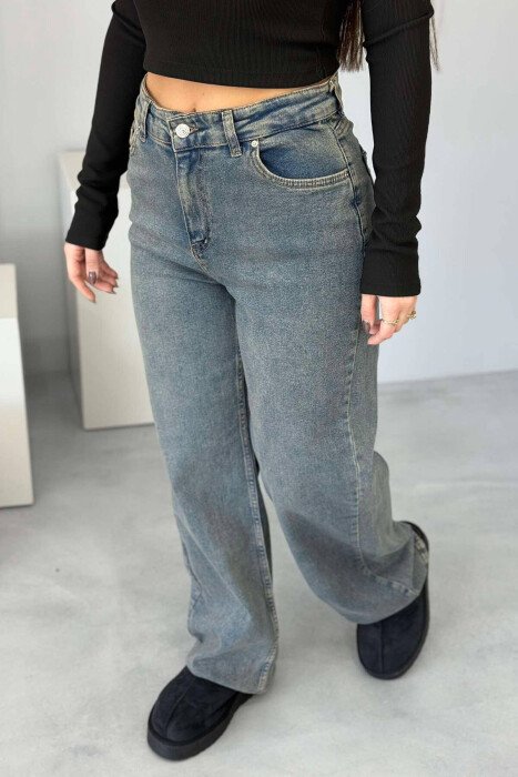 XHINSE TË GJERA VINTAGE PËR FEMRA NË NGJYRËN BLU TË ZBARDHUR - KLAUDIO FASHION