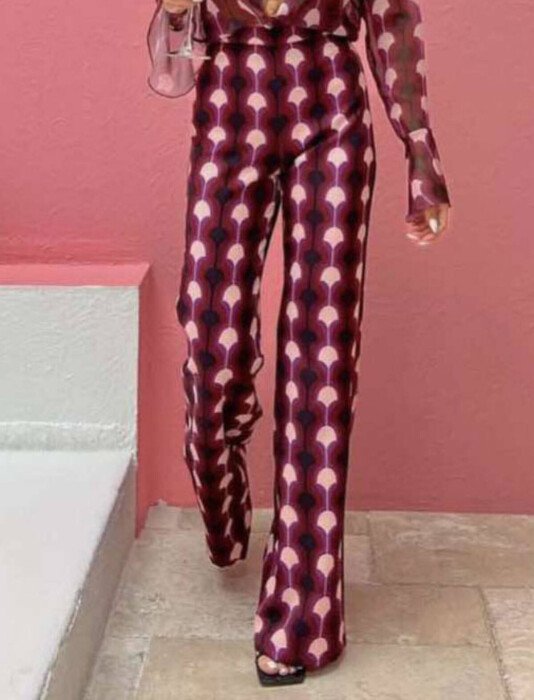 WIDE LEG WAVE PATTERNWOMAN TROUSSERS MULTIPLE/SHNGJ - KLAUDIO FASHION