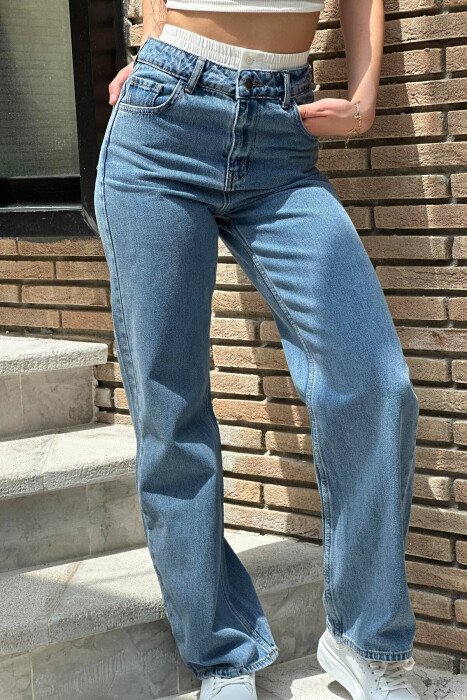 WIDE LEG WOMAN JEANS LIGHTBLUE/BZ - KLAUDIO FASHION
