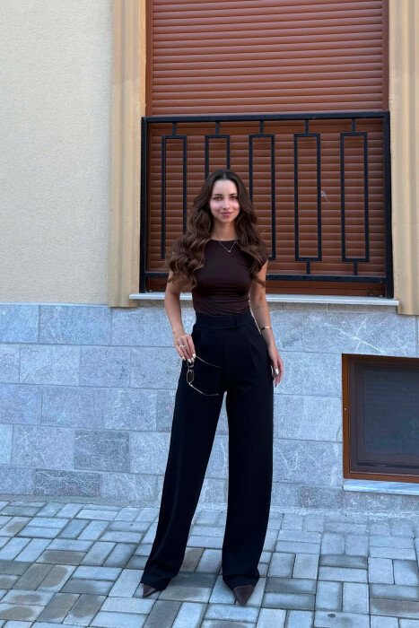 WIDE LEG SIMPLE WOMEN TROUSERS BLACK/ E ZEZE 