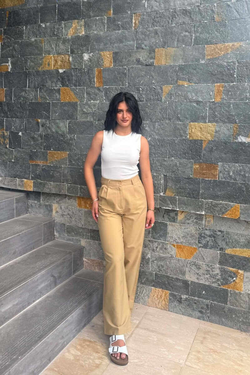 WIDE LEG WOMAN TROUSERS BEIGE/BEZHE - 1