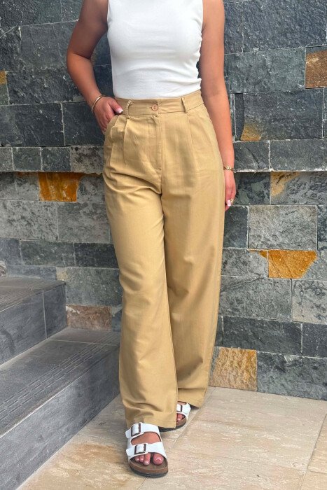 WIDE LEG WOMAN TROUSERS BEIGE/BEZHE - 4