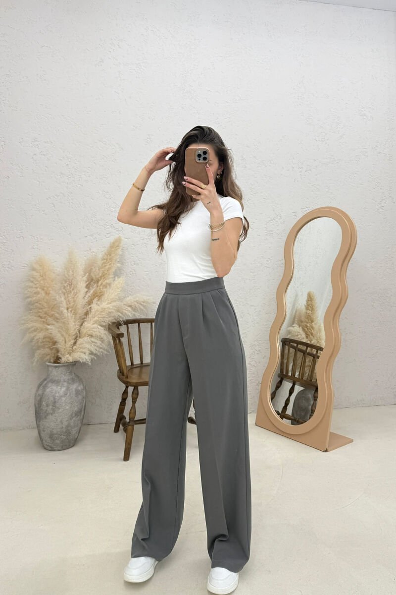 WIDE LEG WOMAN TROUSERS DARK GREY/GEE - 1