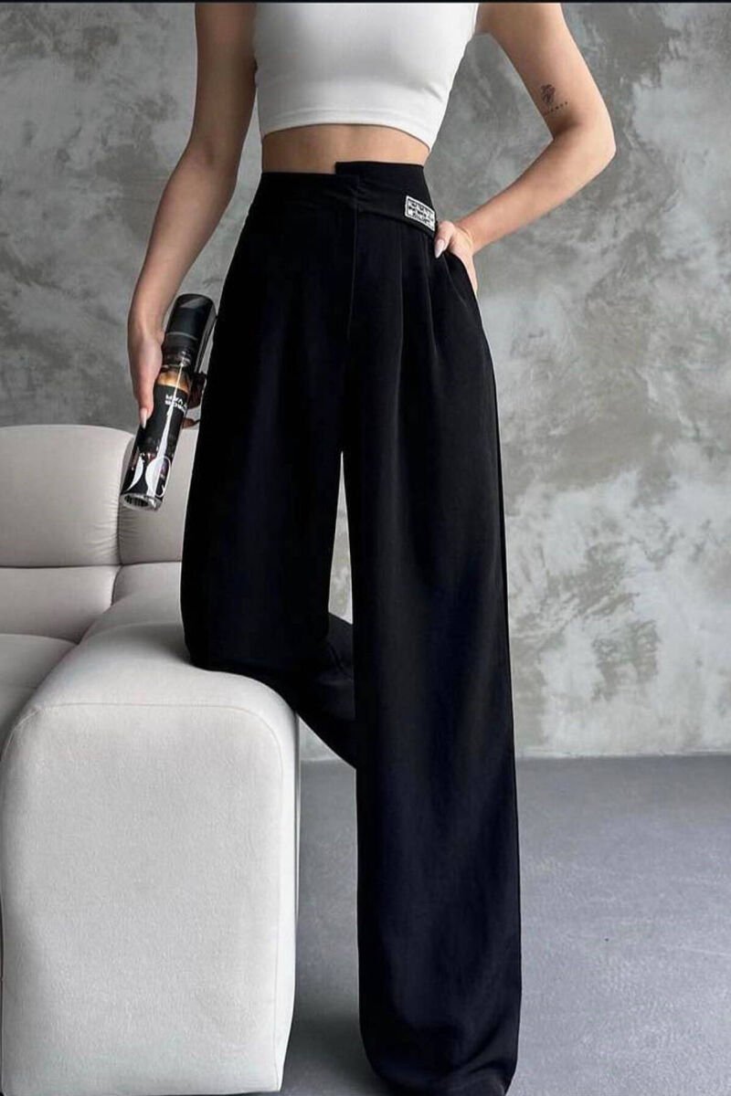 ONE COLOR WIDE LEG WOMEN TROUSERS BLACK/ E ZEZE - 2