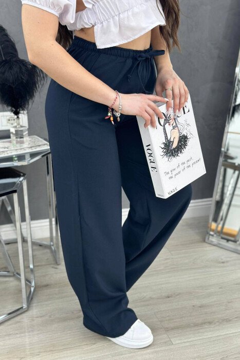 WIDE LEG ONE COLOR WOMAN TROUSERS BLUE/BLU - 5