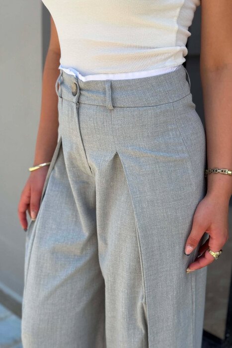 WIDE LEG WOMAN TROUSERS LIGHT GREY/GZ - 4