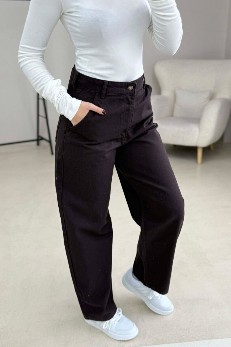 WIDE LEG WOMEN JEANS DARK BROWN/KAE - 2
