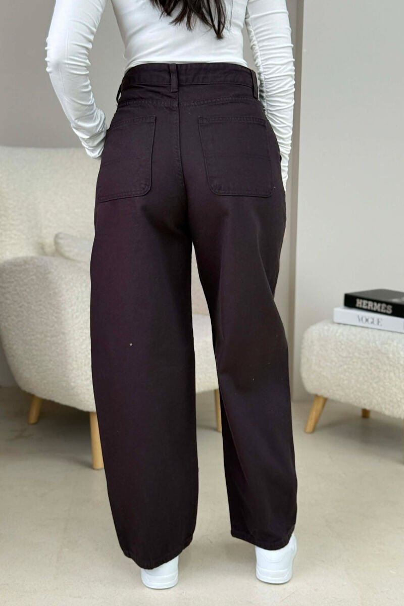WIDE LEG WOMEN JEANS DARK BROWN/KAE - 4