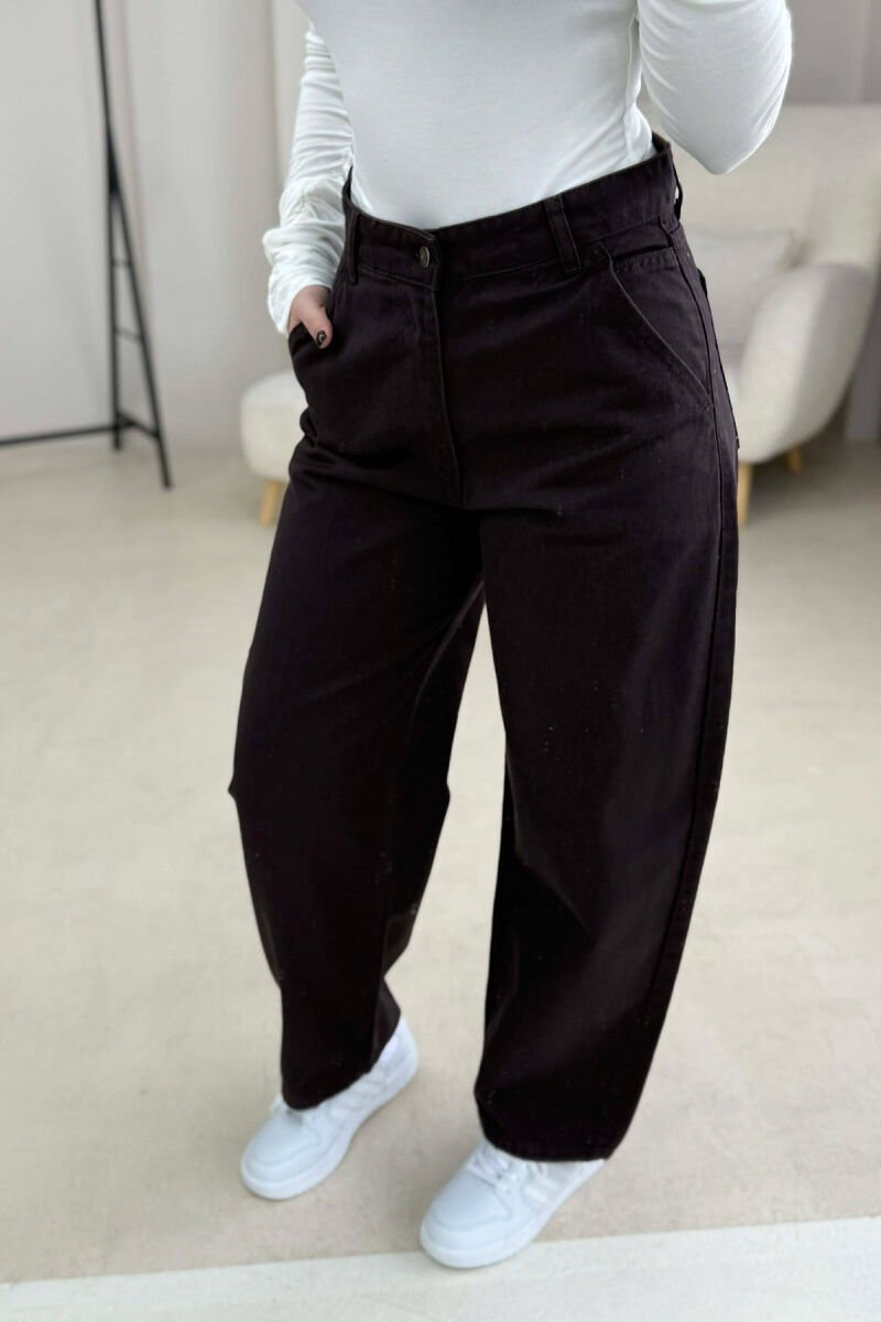 WIDE LEG WOMEN JEANS DARK BROWN/KAE - 1