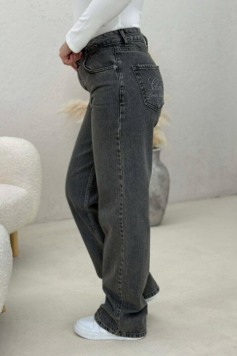 WIDE LEG WOMEN JEANS DARK GREY/GEE - 4
