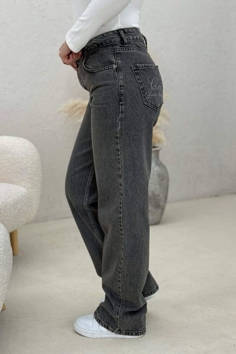 WIDE LEG WOMEN JEANS DARK GREY/GEE - 4
