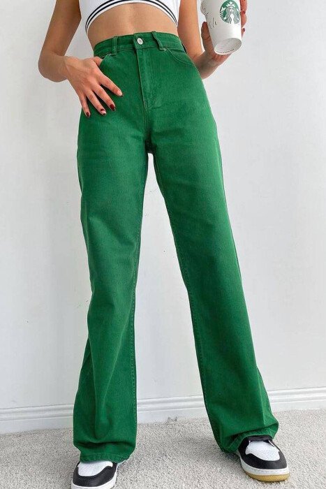 WIDE LEG WOMEN JEANS GREEN/JESHILE - 1