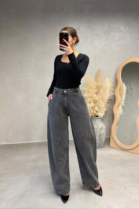 WIDE LEG WOMEN JEANS GREY/GRI 