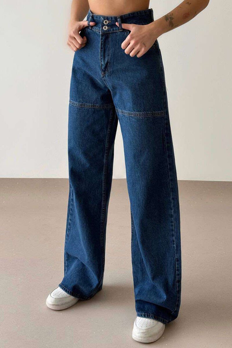 WIDE LEG ONE COLOR WOMEN JEANS BLUE/BLU - 2
