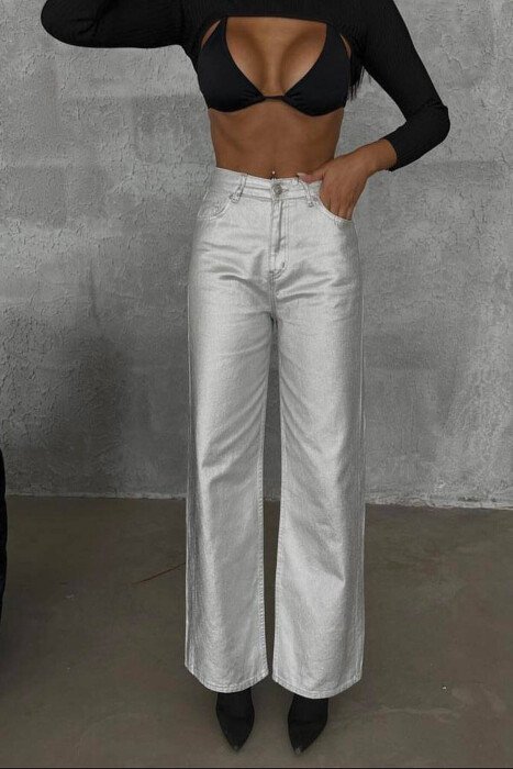 WIDE LEG WOMEN JEANS SILVER/ARGJEND - 1