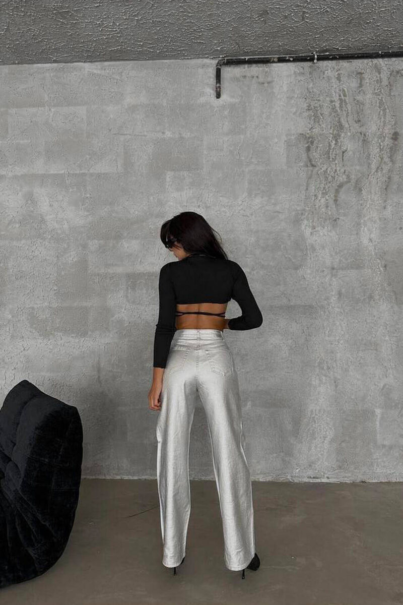WIDE LEG WOMEN JEANS SILVER/ARGJEND - 2