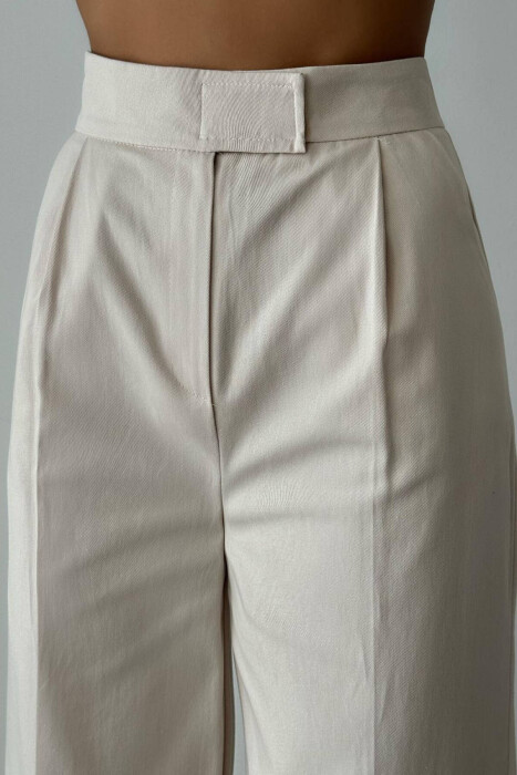 WIDE LEG WOMEN TROUSERS CREAM/KREM - 5
