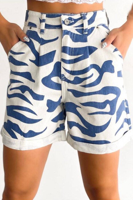 WIDE TWO COLORS WOMAN SHORTS BLUE-WHITE/BLBA - KLAUDIO FASHION