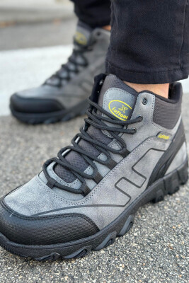 WINTER LACES AND ZIPPER MAN SHOES DARK GREY/GEE - KLAUDIO FASHION