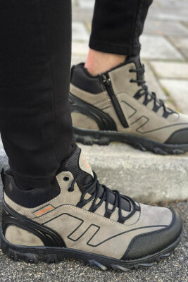 WINTER LACES AND ZIPPER MAN SHOES LIGHT BROWN/KAZB - KLAUDIO FASHION