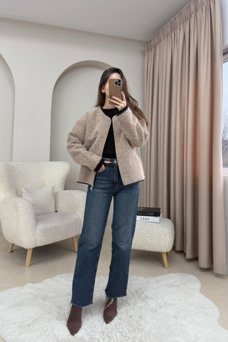 WOOL SIMPLE WOMEN JACKET BEIGE/BEZHE - 4