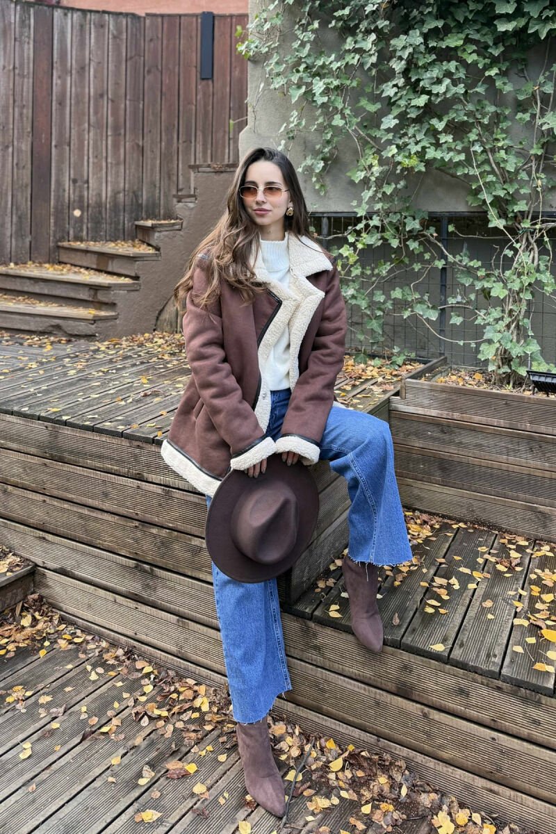 WOOL V NECK BUTTONS WOMAN JACKET BROWN/KAFE - 1