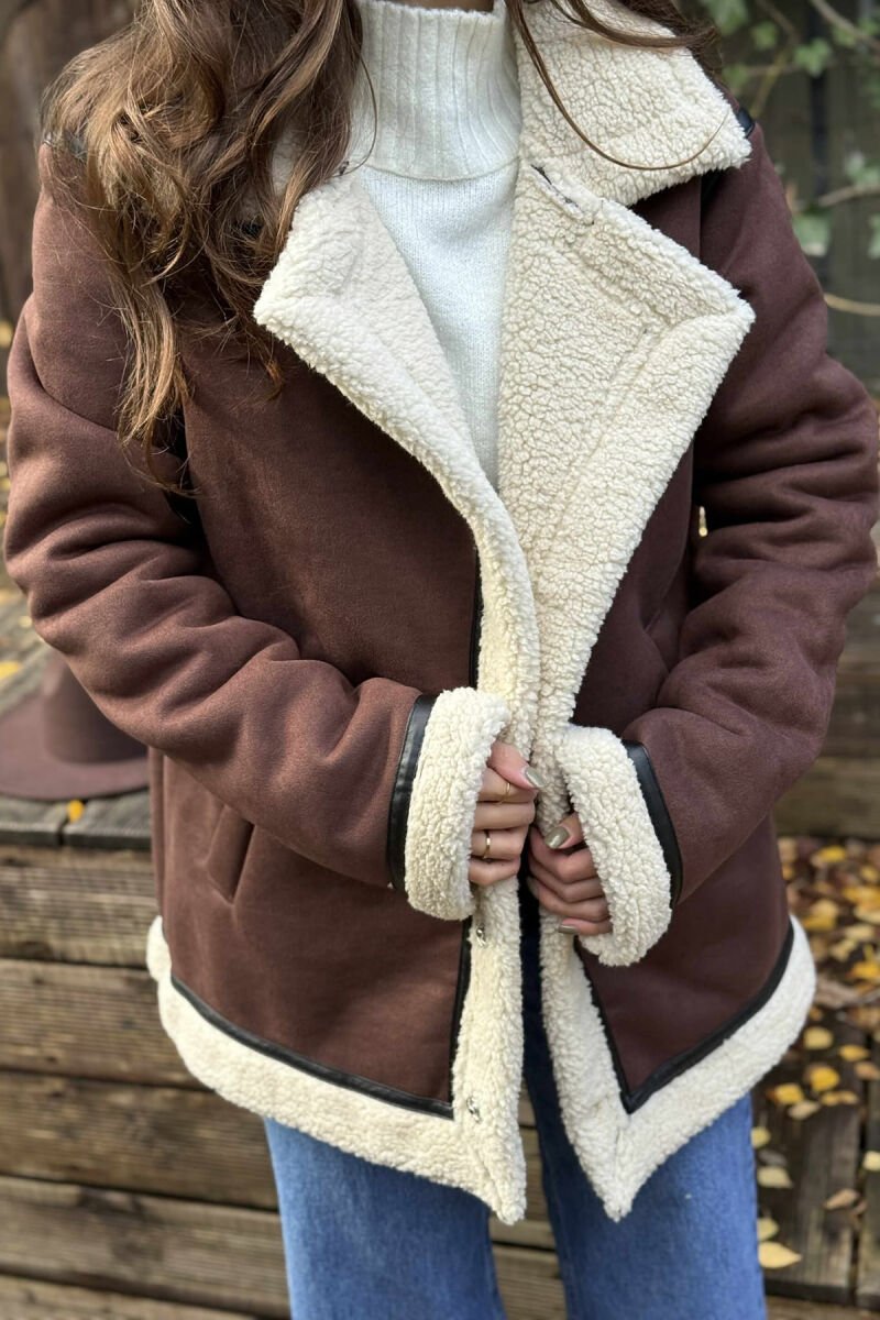 WOOL V NECK BUTTONS WOMAN JACKET BROWN/KAFE - 2