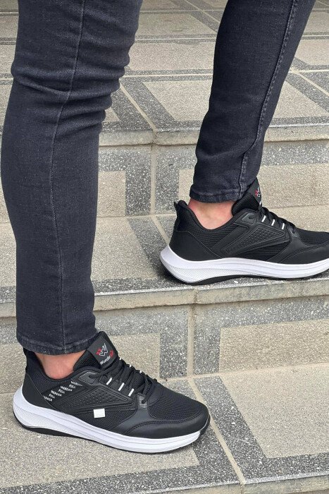 WRITING SNEAKERS MEN BLACK-WHITE/ZB - KLAUDIO FASHION