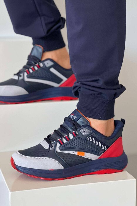 WRITING SNEAKERS MEN BLUE/BLU - KLAUDIO FASHION