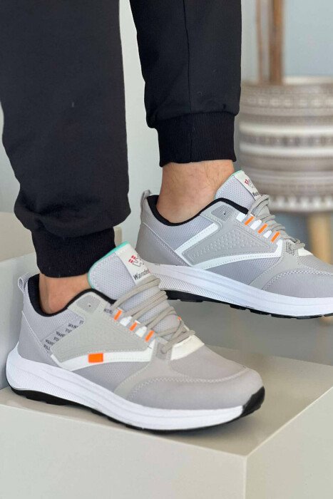 WRITING SNEAKERS MEN LIGHT GREY/GZ - KLAUDIO FASHION