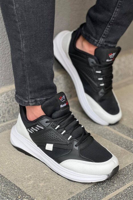 WRITING SNEAKERS MEN WHITE-BLACK/BAZE - KLAUDIO FASHION
