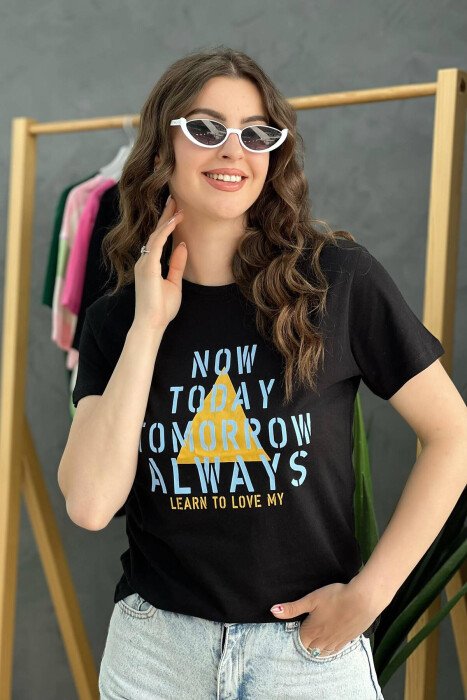 WRITING WOMEN T-SHIRT BLACK/ E ZEZE - KLAUDIO FASHION