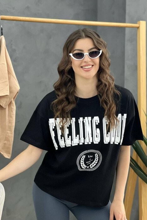 WRITING WOMEN T-SHIRT BLACK/ E ZEZE - KLAUDIO FASHION