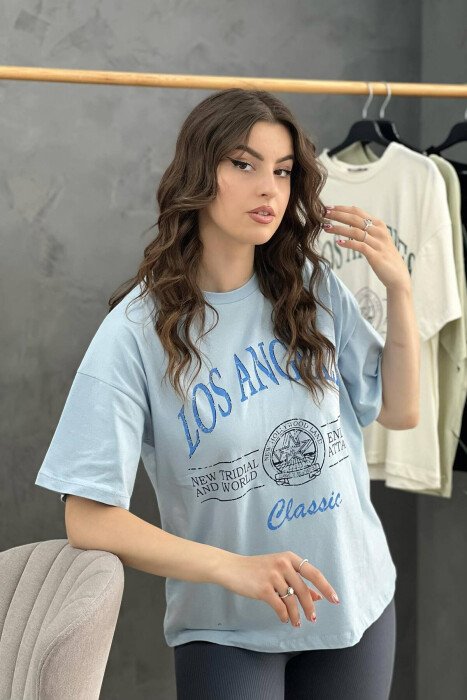 WRITING WOMEN T-SHIRT LIGHTBLUE/BZ - 1