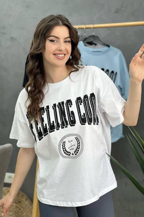 WRITING WOMEN T-SHIRT WHITE-E BARDHE - KLAUDIO FASHION